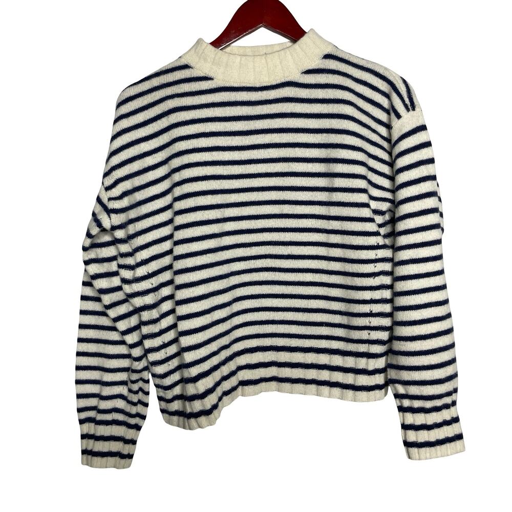 Scalpers Row wool white and navy blue striped pullover sweater sz M